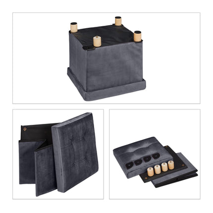 Velvet stool with tray