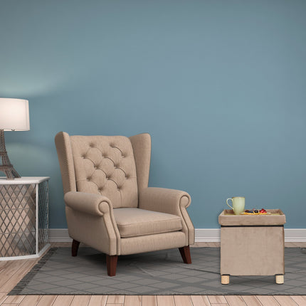 Velvet stool with tray