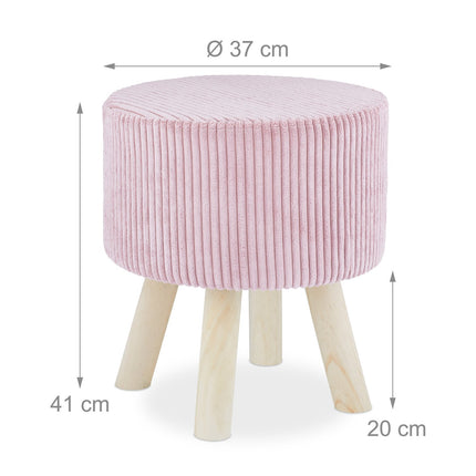 Velvet stool with wooden legs