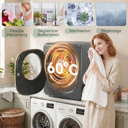 Vented Clothes Dryer, 4 kg Compact, 5 Modes, Timer