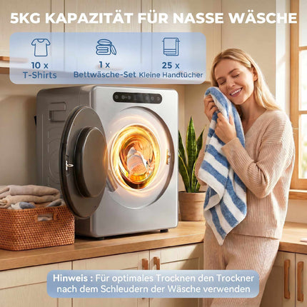 Vented Tumble Dryer 5kg, 1000W, Compact, Silver