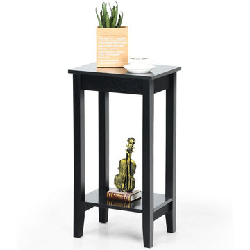 Versatile 2 Tier Tall Side Table Rectangular Coffee Table Black