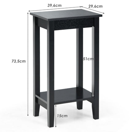 Versatile 2 Tier Tall Side Table Rectangular Coffee Table Black