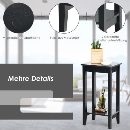 Versatile 2 Tier Tall Side Table Rectangular Coffee Table Black