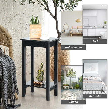 Versatile 2 Tier Tall Side Table Rectangular Coffee Table Black