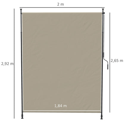 Retractable vertical awning, 200x292 cm, sand colour