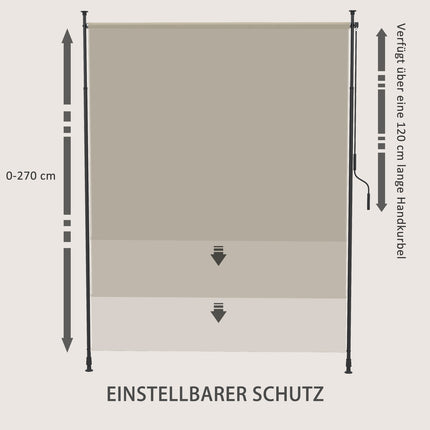 Retractable vertical awning, 200x292 cm, sand colour