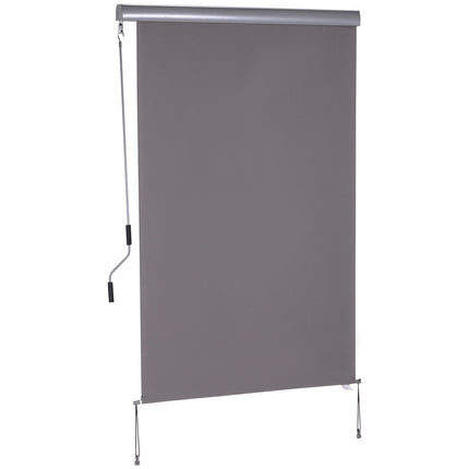 Gray vertical awning – Balcony sun protection, privacy and wind protection