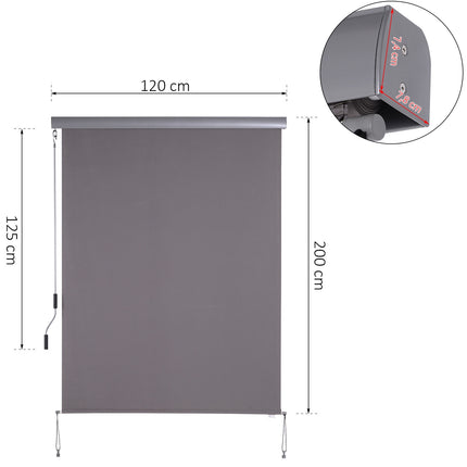 Gray vertical awning – Balcony sun protection, privacy and wind protection