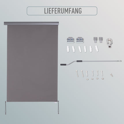 Gray vertical awning – Balcony sun protection, privacy and wind protection