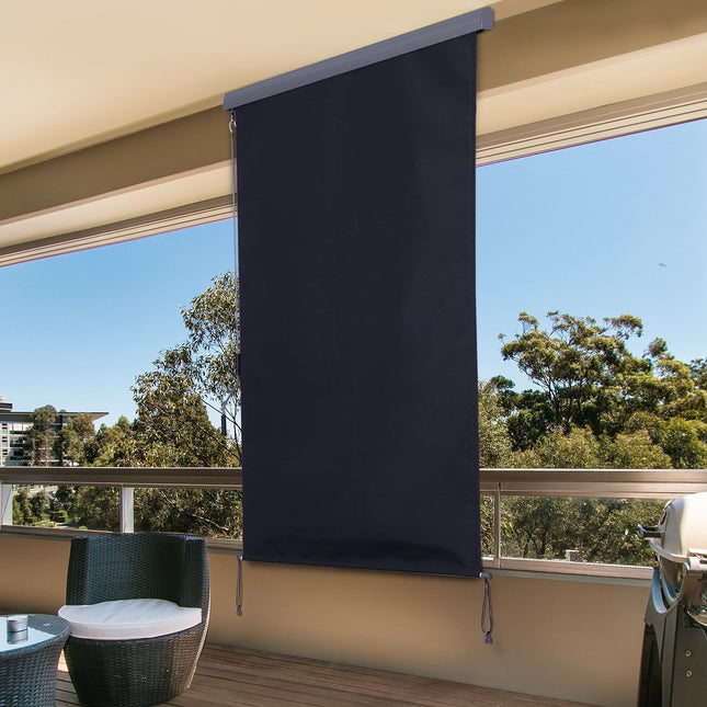 Balcony awning – Polyester aluminium, 120x200cm, wind protection