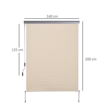 Balcony awning, Wind protection, Hand crank, 140x200cm