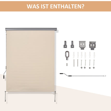 Balcony awning, Wind protection, Hand crank, 140x200cm