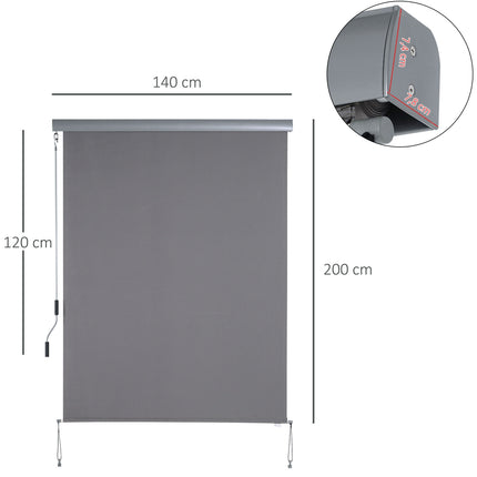 Vertical Balcony Awning, Grey, 140x200 cm, Wind protection