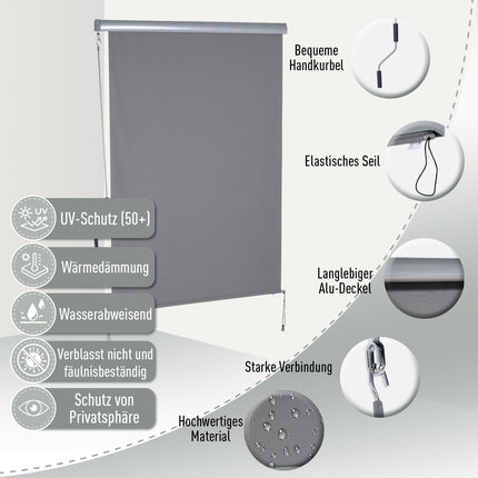 Vertical Balcony Awning, Grey, 140x200 cm, Wind protection