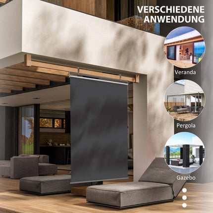 Balcony Privacy screen Sunproof polyester curtain, dark grey