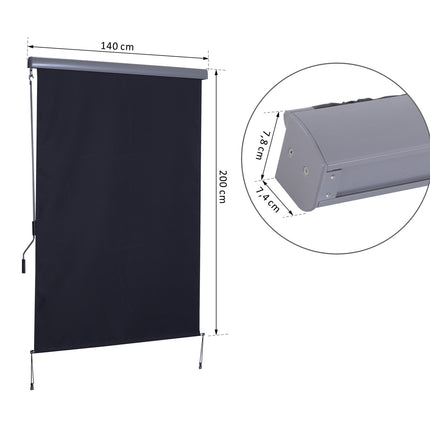 Balcony Roller blind, Polyester, Wind protection, 140x200 cm