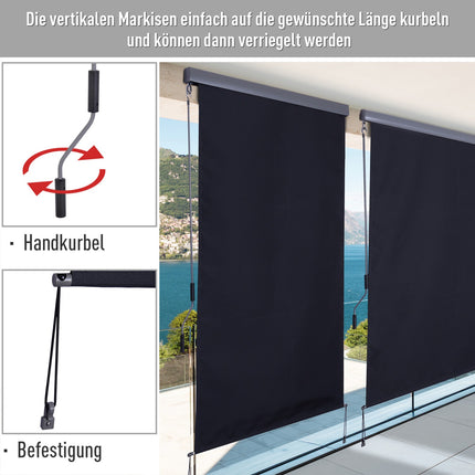 Balcony Roller blind, Polyester, Wind protection, 140x200 cm
