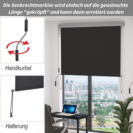 Balcony protection screen with hand crank, 100x140cm