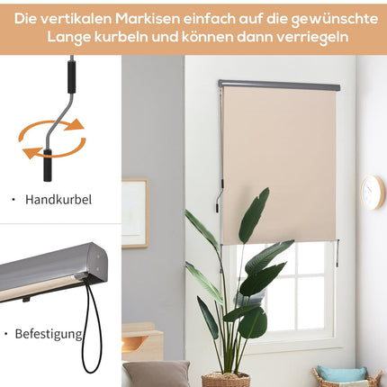 Balcony Awning Privacy screen, Hand crank, 160x250 cm