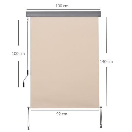 Creamy white Vertical Balcony Awning, windproof, 100x140cm