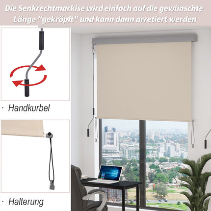 Creamy white Vertical Balcony Awning, windproof, 100x140cm