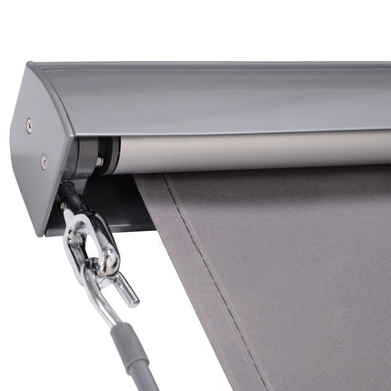 Balcony awning with hand crank, grey, 100x140cm, wind and privacy protection