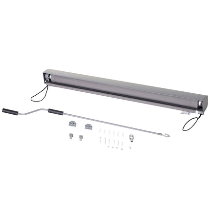 Balcony awning with hand crank, grey, 100x140cm, wind and privacy protection