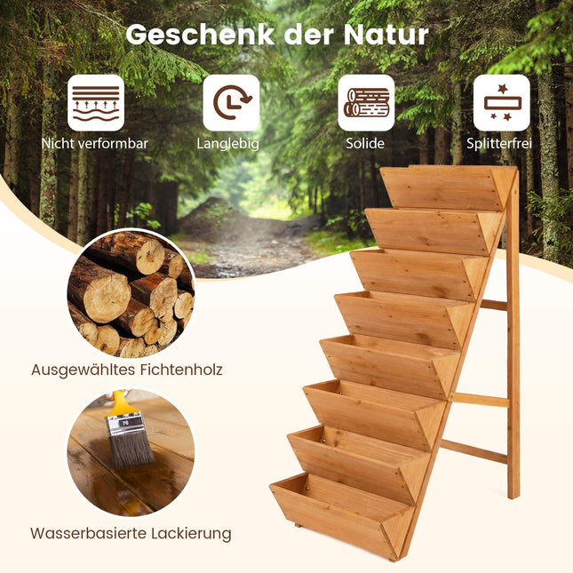 Vertical Garden Bed with 8 Tiers, Fir Wood, Orange