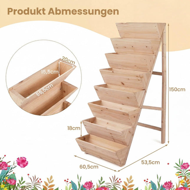 Vertical Garden Bed with 8 Tiers, Fir Wood Planters