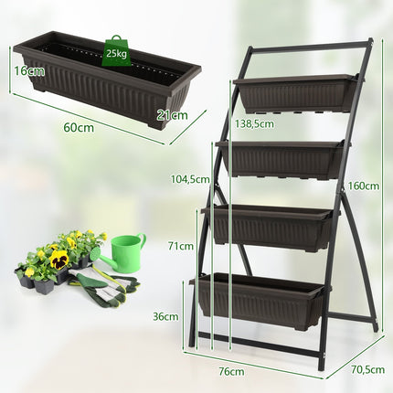 Vertical Garden Planter, 4-Tier with Drainage Holes