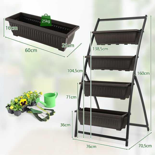 Vertical Garden Planter, 4-Tier with Drainage Holes