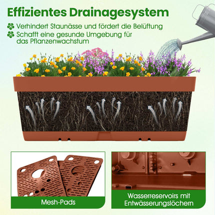 Vertical Planter Box Set with Drainage, 6 Pieces, Brown