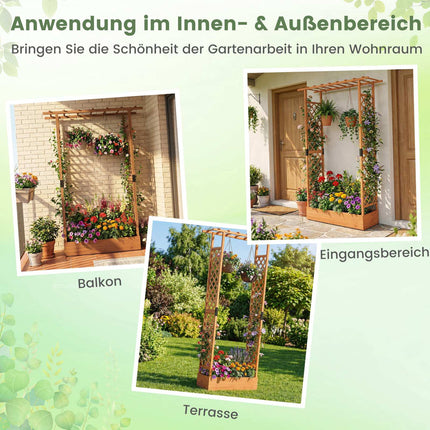 Vertical Planter Box with Trellis and Hanging Roof, Orange