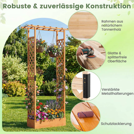Vertical Planter Box with Trellis and Hanging Roof, Orange