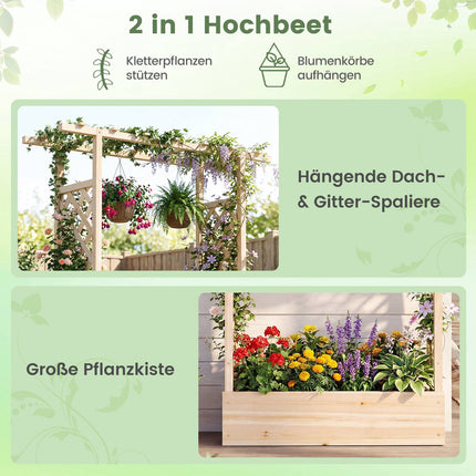 Vertical Planter Box with Trellis and Hanging Roof, Orange