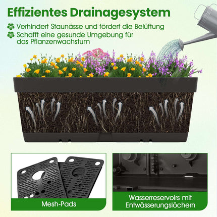 Vertical Planter Set with Drainage, 6 Black Boxes