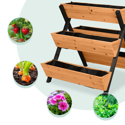 Vertical Raised Garden Bed with 5 Fir Wood Planters