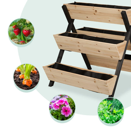 Vertical Raised Garden Bed with 5 Fir Wood Planters