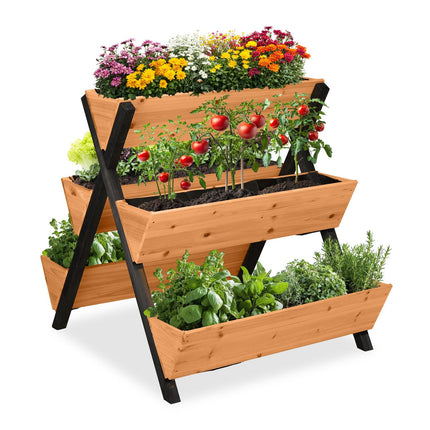 Vertical Raised Garden Bed with 5 Fir Wood Planters