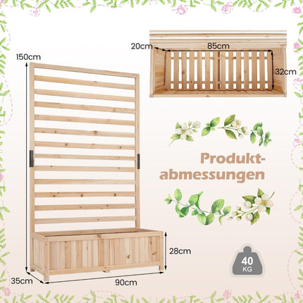 Vertical Spruce Wood Planter with Trellis & Drainage
