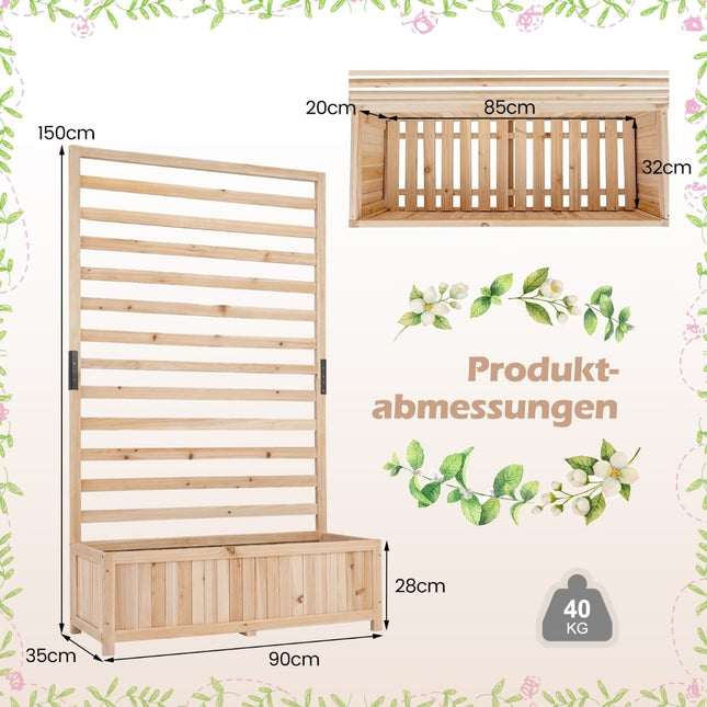 Vertical Spruce Wood Planter with Trellis & Drainage