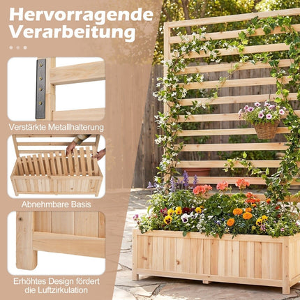 Vertical Spruce Wood Planter with Trellis & Drainage
