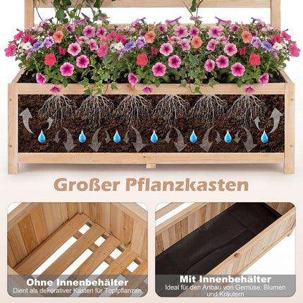 Vertical Spruce Wood Planter with Trellis & Drainage