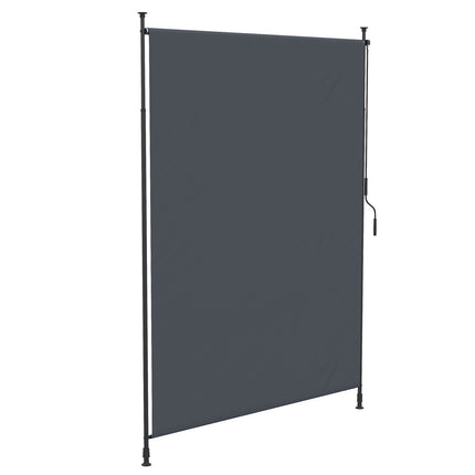 Verticale luifel 200 x 292 cm, verticaal uitschuifbaar met verstelbare zonwering van grijs aluminium voor terrassen en balkons