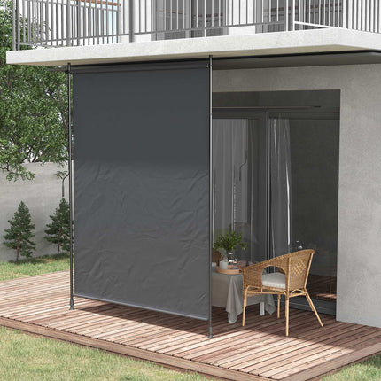 Verticale luifel 200 x 292 cm, verticaal uitschuifbaar met verstelbare zonwering van grijs aluminium voor terrassen en balkons