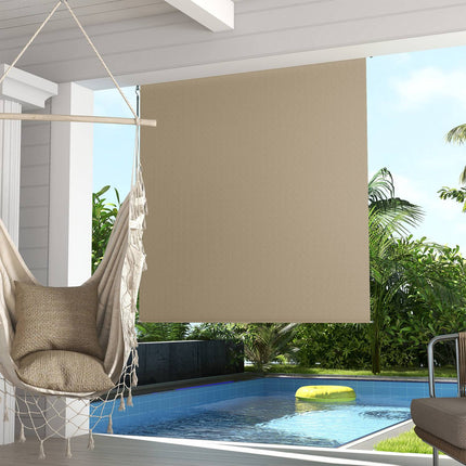 Beige Blackout Outdoor roller blind, 183 x 185 cm, Privacy screen