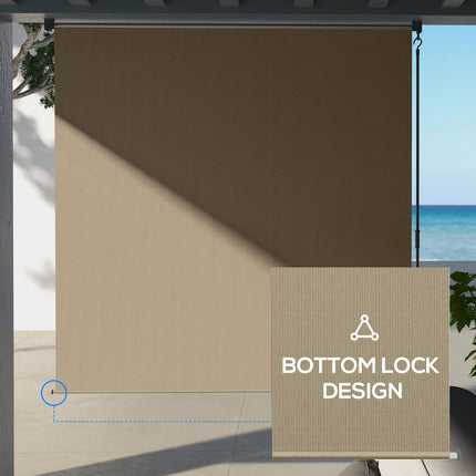 Beige Blackout Outdoor roller blind, 183 x 185 cm, Privacy screen