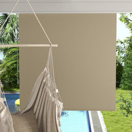 Beige Blackout Outdoor roller blind, 183 x 185 cm, Privacy screen