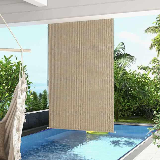 Roller blind for outdoor use, Blackout Privacy Screen, 120x185 cm, Beige